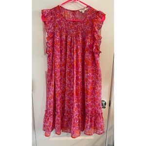 Floral Pink and Orange Dress